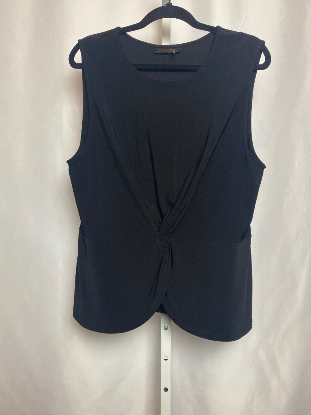 Donna Karan Womenʻs Black Sleeveless Twist Front Blouse Large